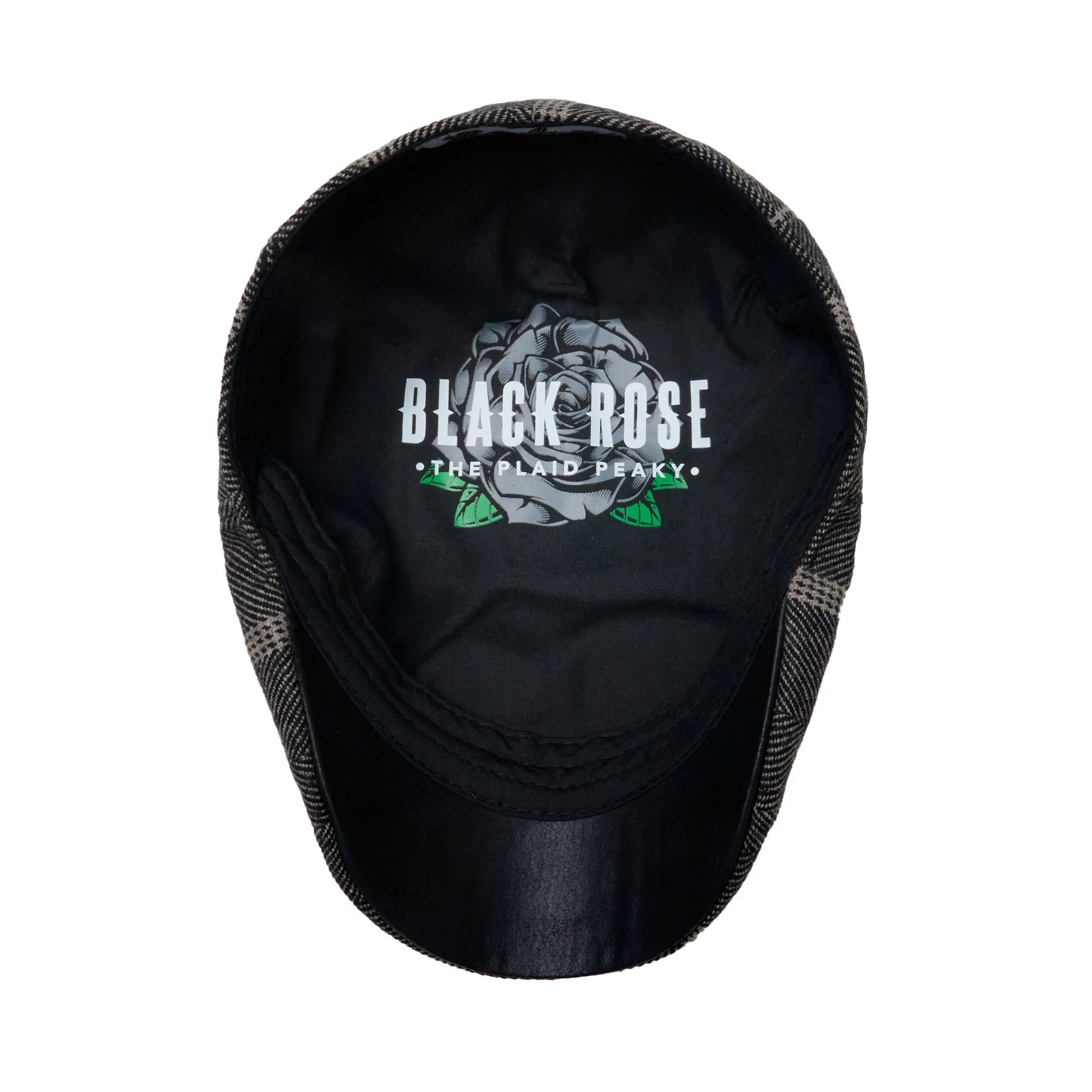 The Black Rose Peaky Boston Scally Cap - Black & Grey Plaid - Image 3