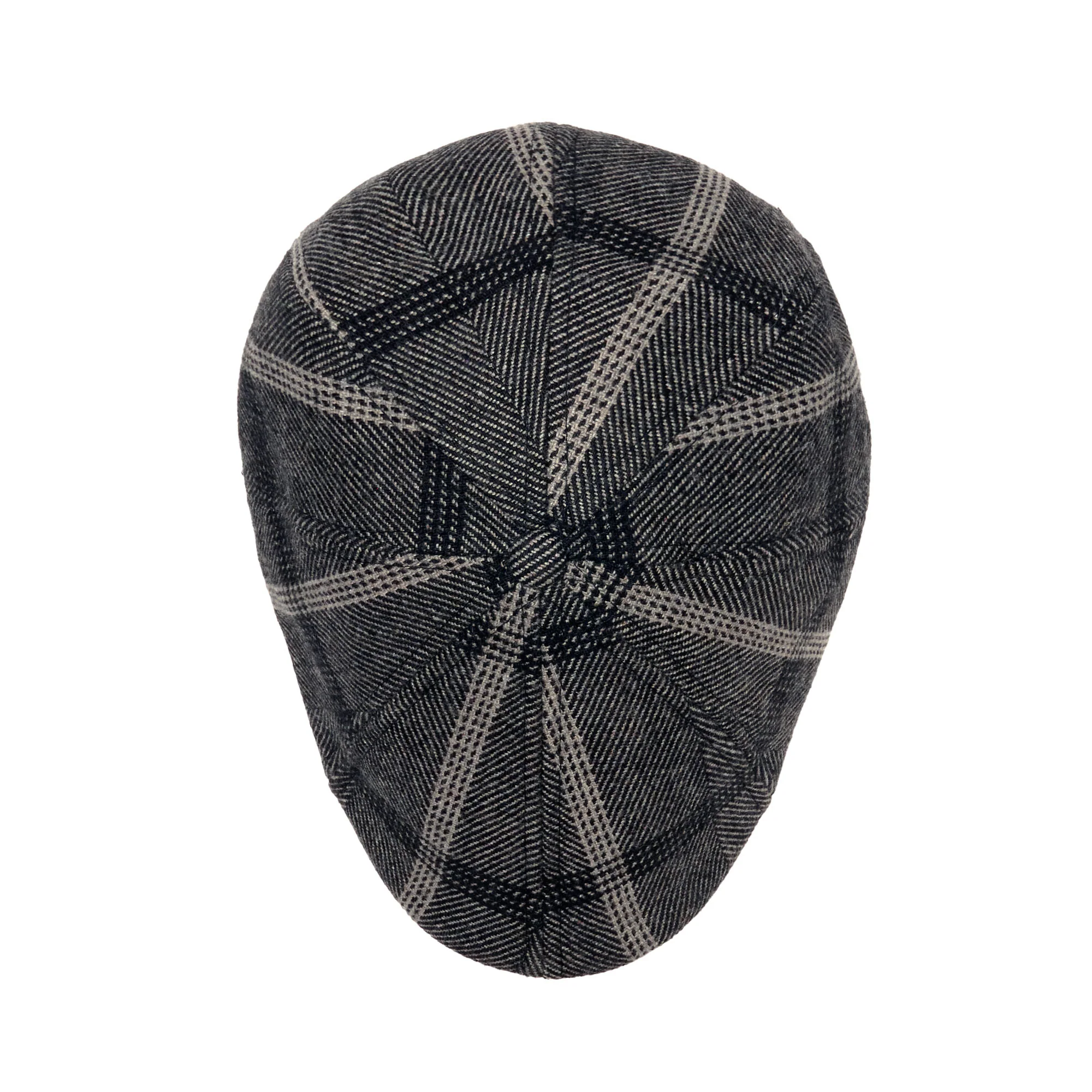 The Black Rose Peaky Boston Scally Cap - Black & Grey Plaid - Image 7