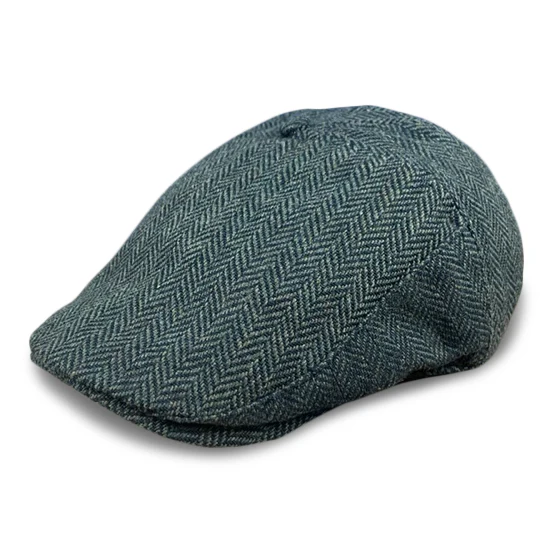 The Original 5-Panel Boston Scally Cap - Dark Olive Green Herringbone - Image 3