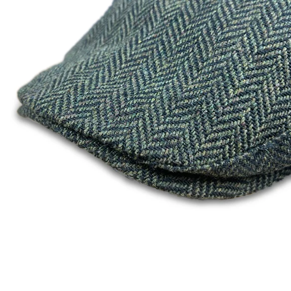 The Original 5-Panel Boston Scally Cap - Dark Olive Green Herringbone - Image 4