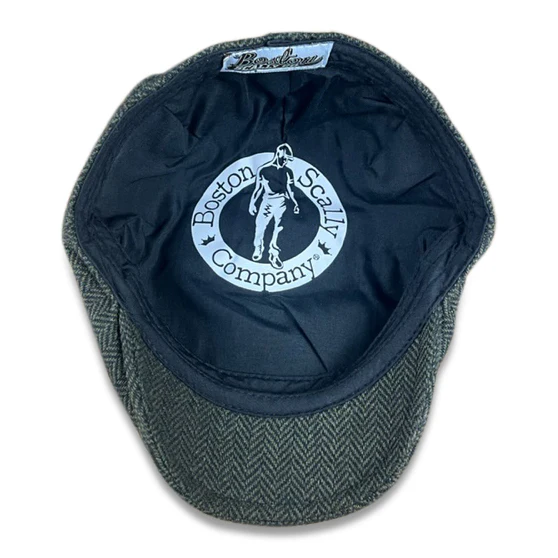 The Original 5-Panel Boston Scally Cap - Dark Olive Green Herringbone - Image 6