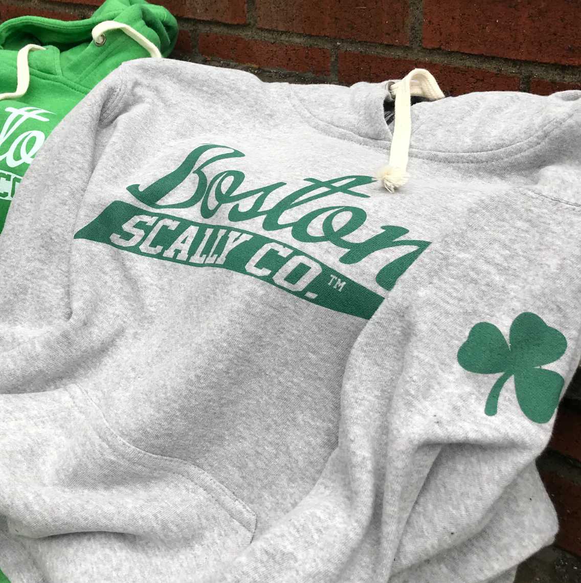 Boston Scally The Shamrock Hoodie - Grey - Image 3