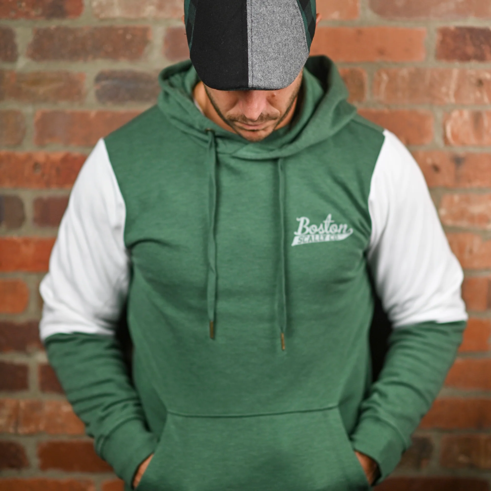 Boston Scally The Colorblock Hoodie - Irish Green and White - Image 2