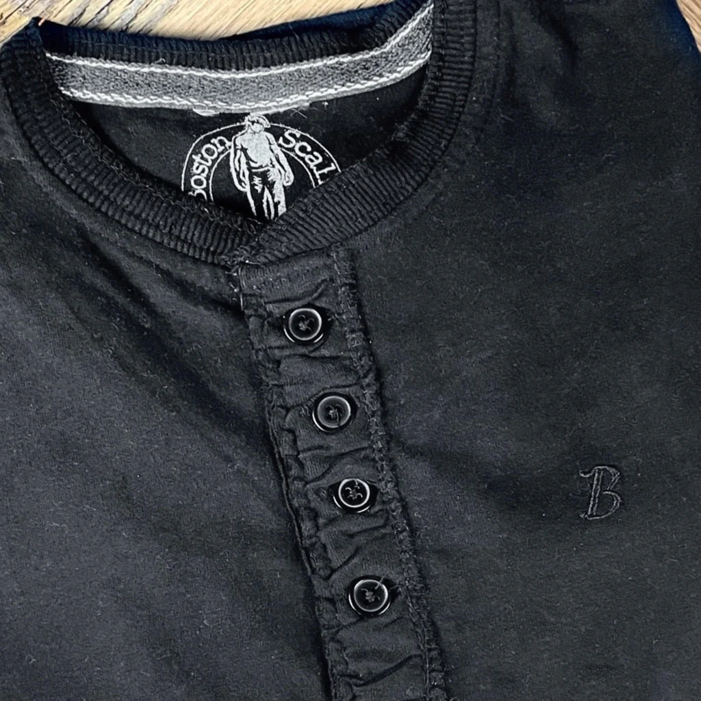 Boston Scally The Long Sleeve Henley - Vintage Black - Image 2