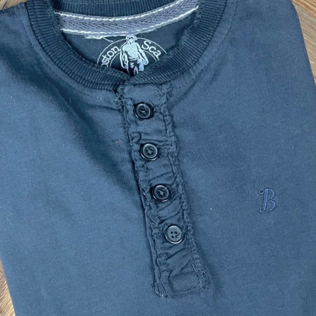 Boston Scally The Long Sleeve Henley - Dusk Navy - Image 2