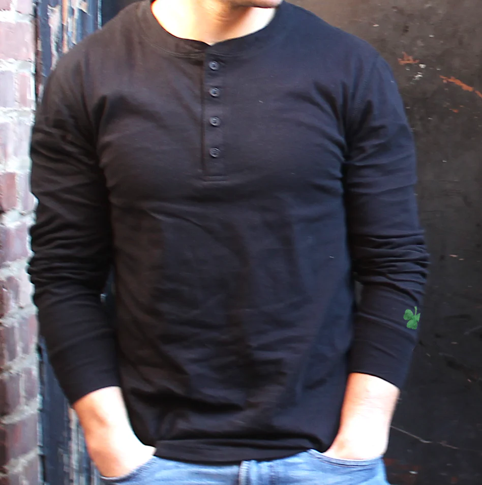 Boston Scally The Shamrock Limited Edition Henley - Black - Image 2