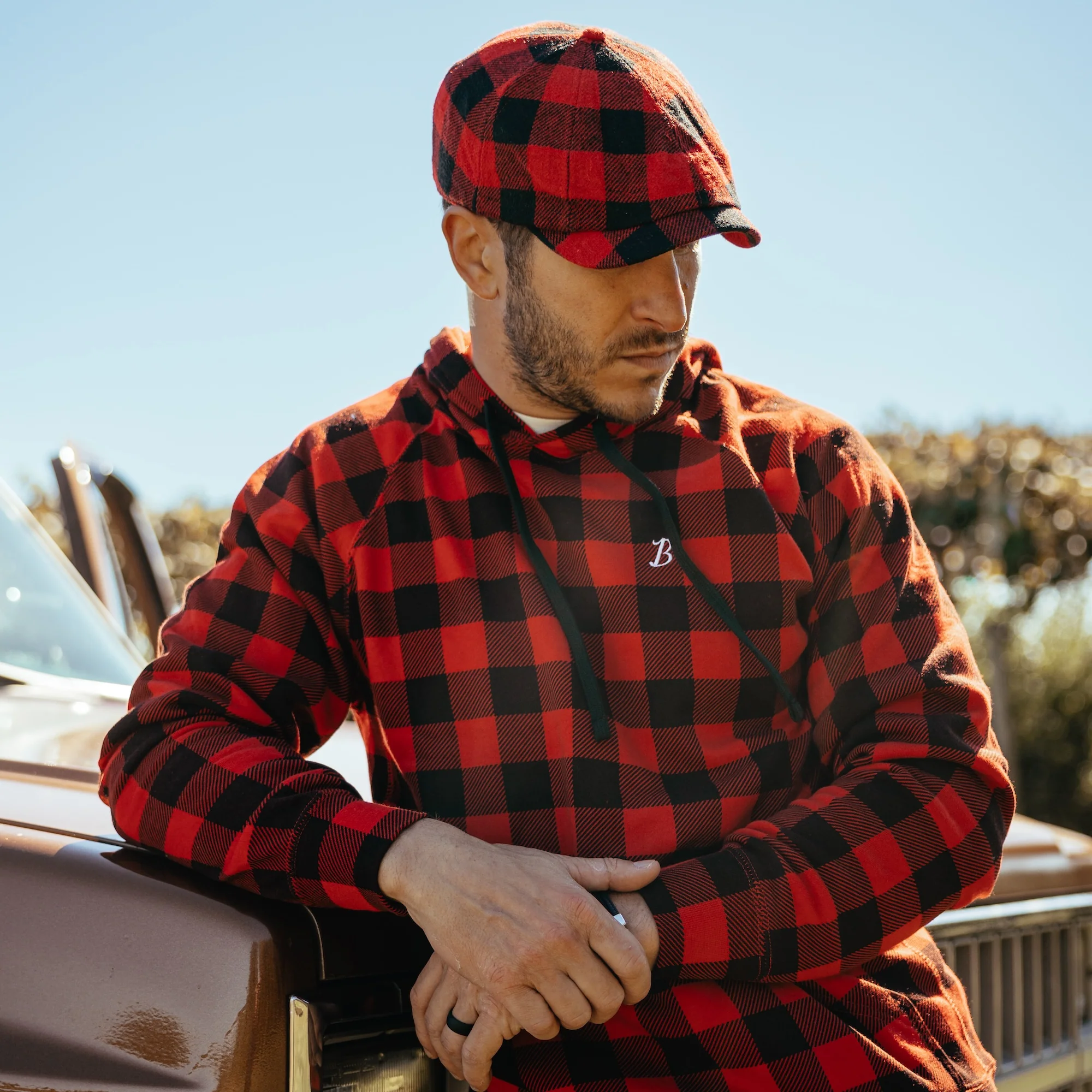 Boston Scally The Buffalo Hoodie - Red and Black Plaid - Image 2