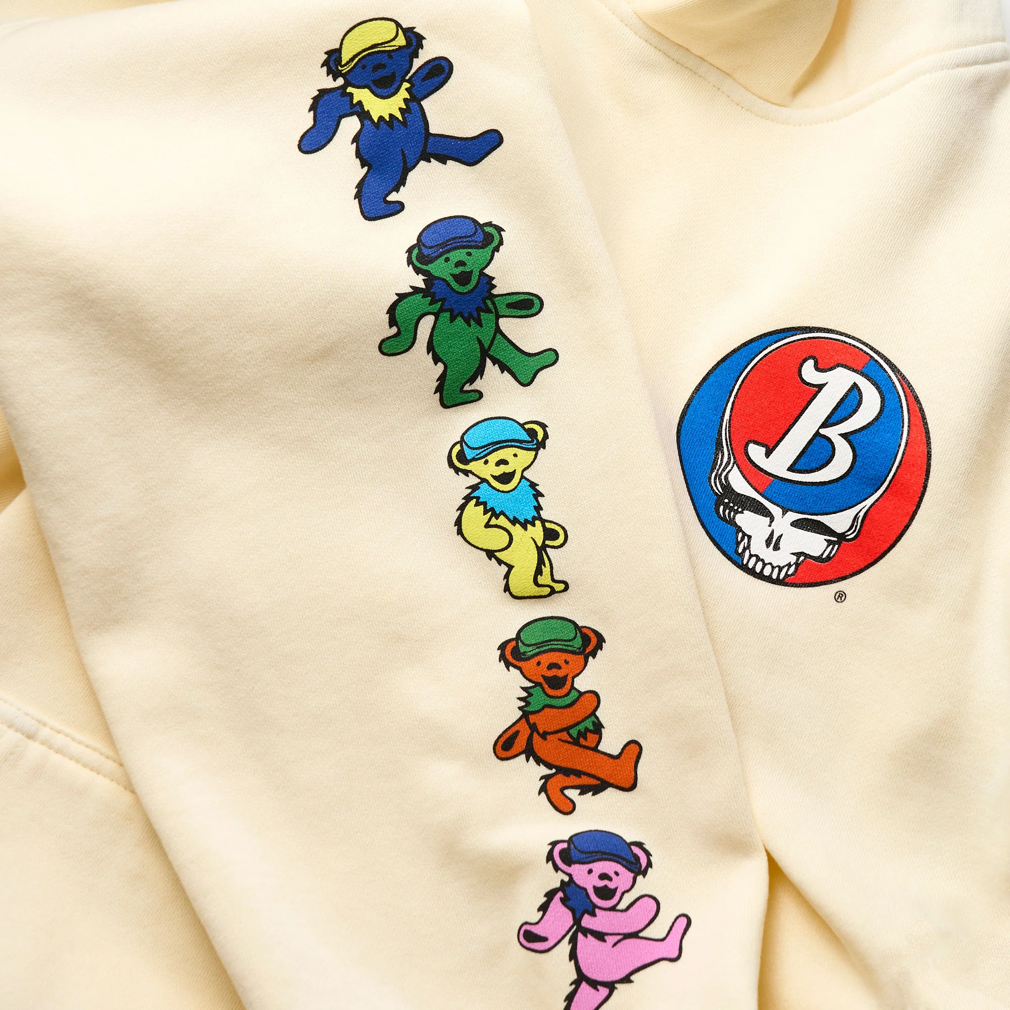 Boston Scally The Grateful Dead Dancing Bears Hoodie - Bone - Image 2
