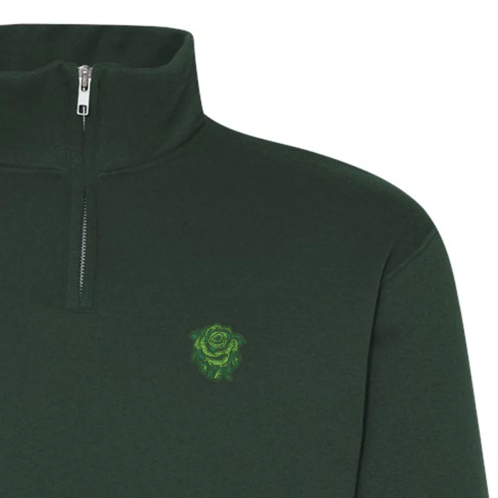 Boston Scally The Irish Rose 1/4 Zip-Up Pullover - Forest Green - Image 2