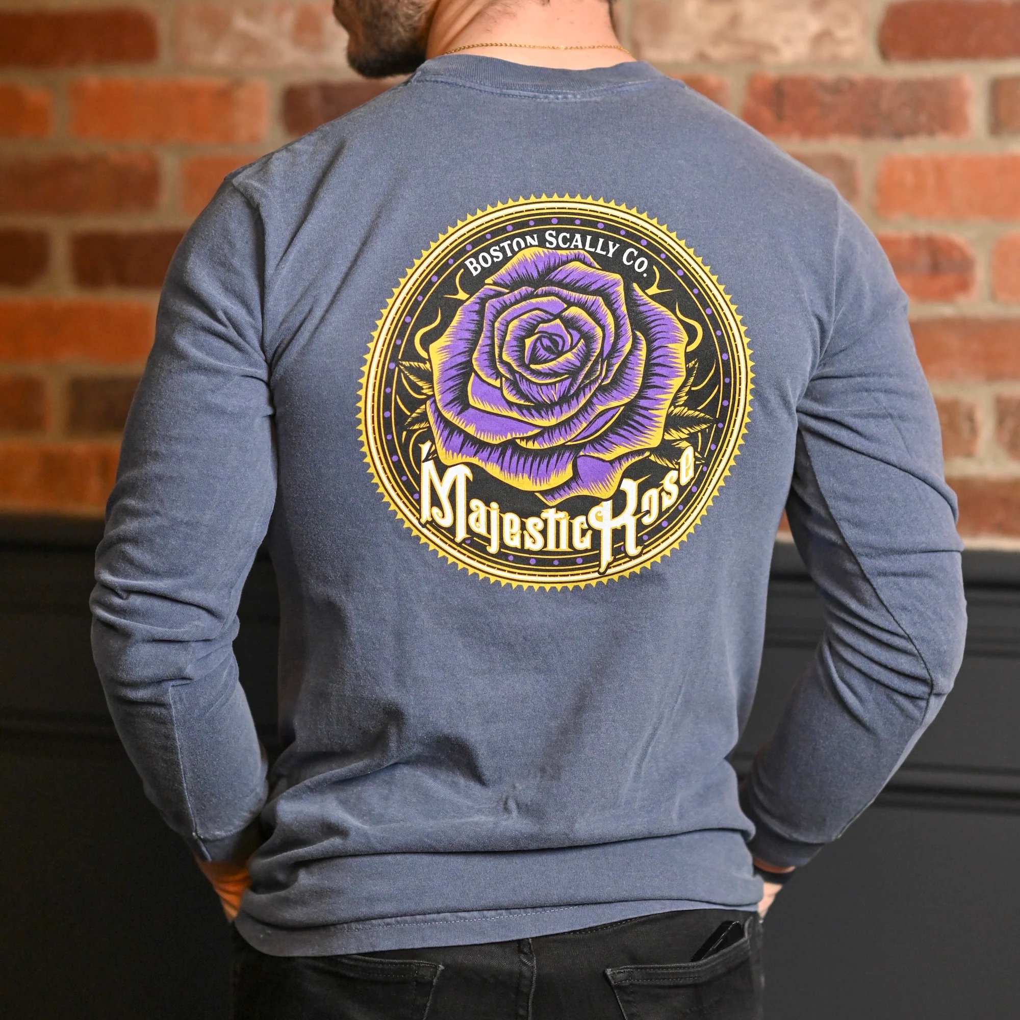Boston Scally The Majestic Rose Long Sleeve Tee T-Shirt - Vintage Plum - Image 2