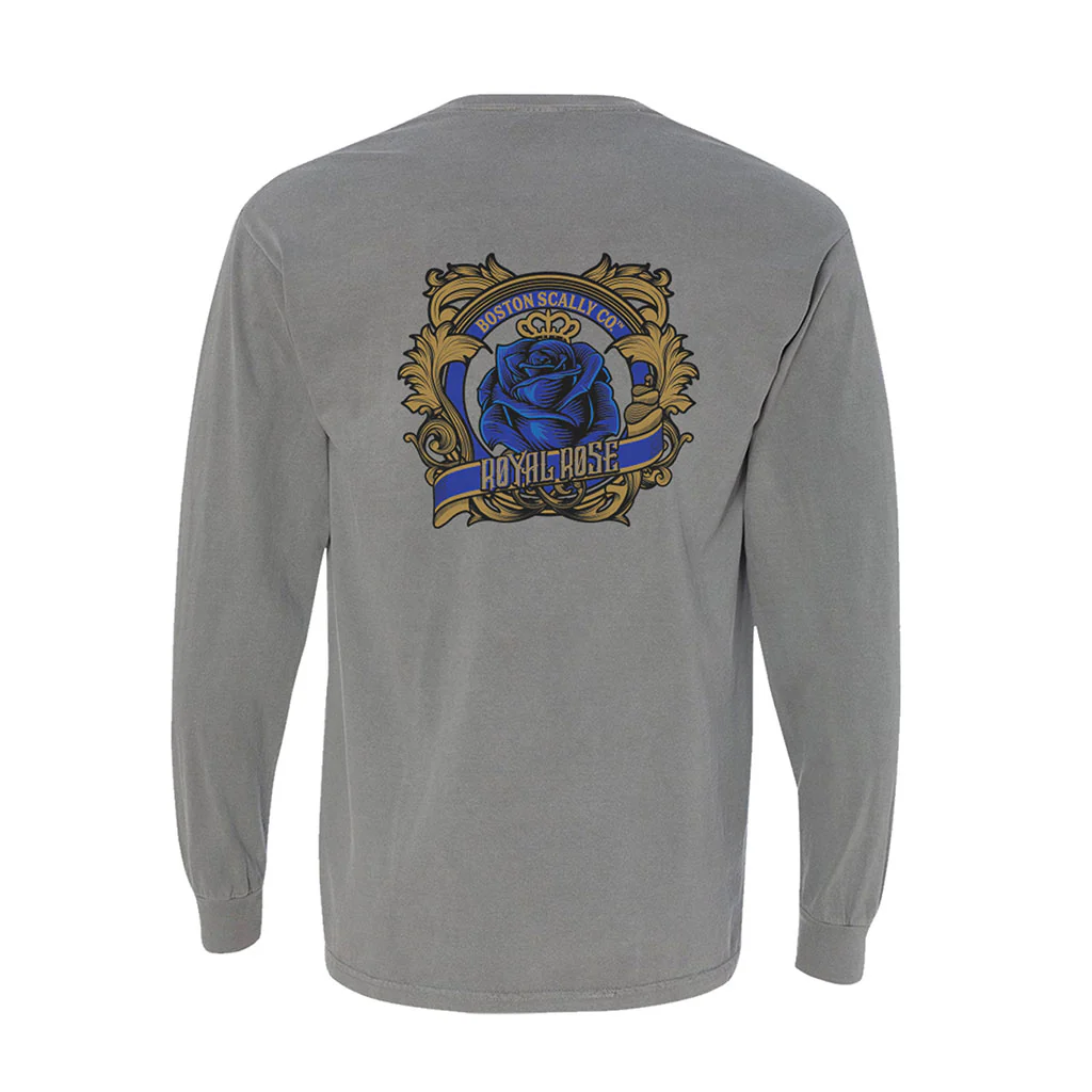 Boston Scally The Royal Rose Long Sleeve Tee T-Shirt - Grey - Image 3