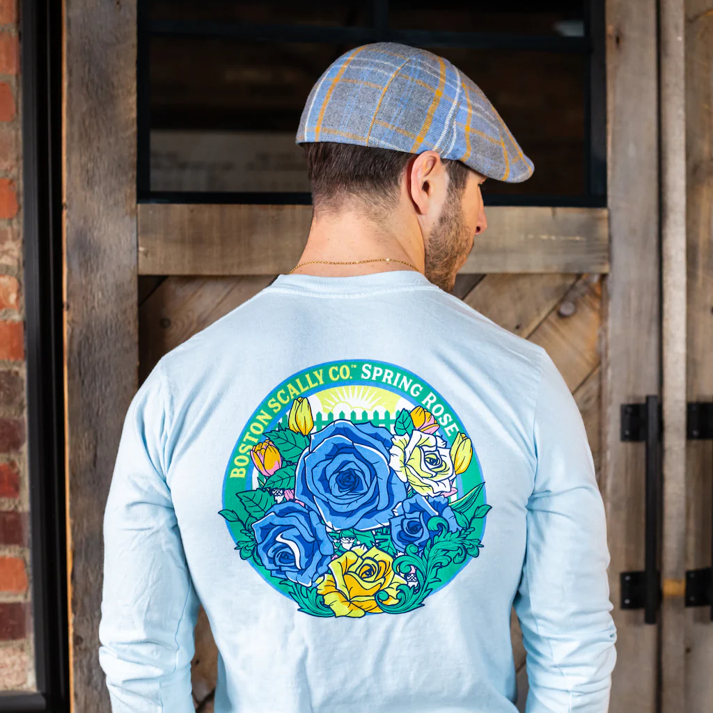 Boston Scally The Spring Rose Long Sleeve Tee T-Shirt - Light Blue - Image 2