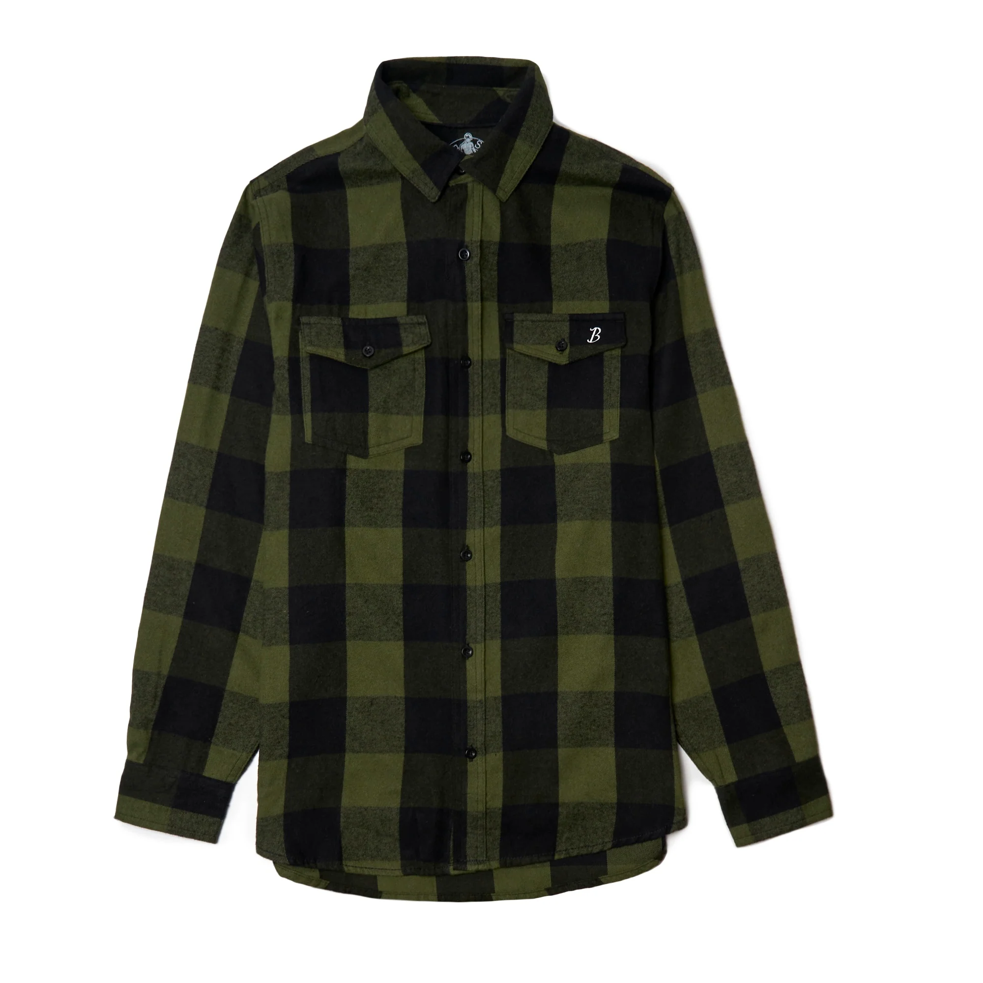 Boston Scally The St. Patrick Long Sleeve Flannel - Army & Black