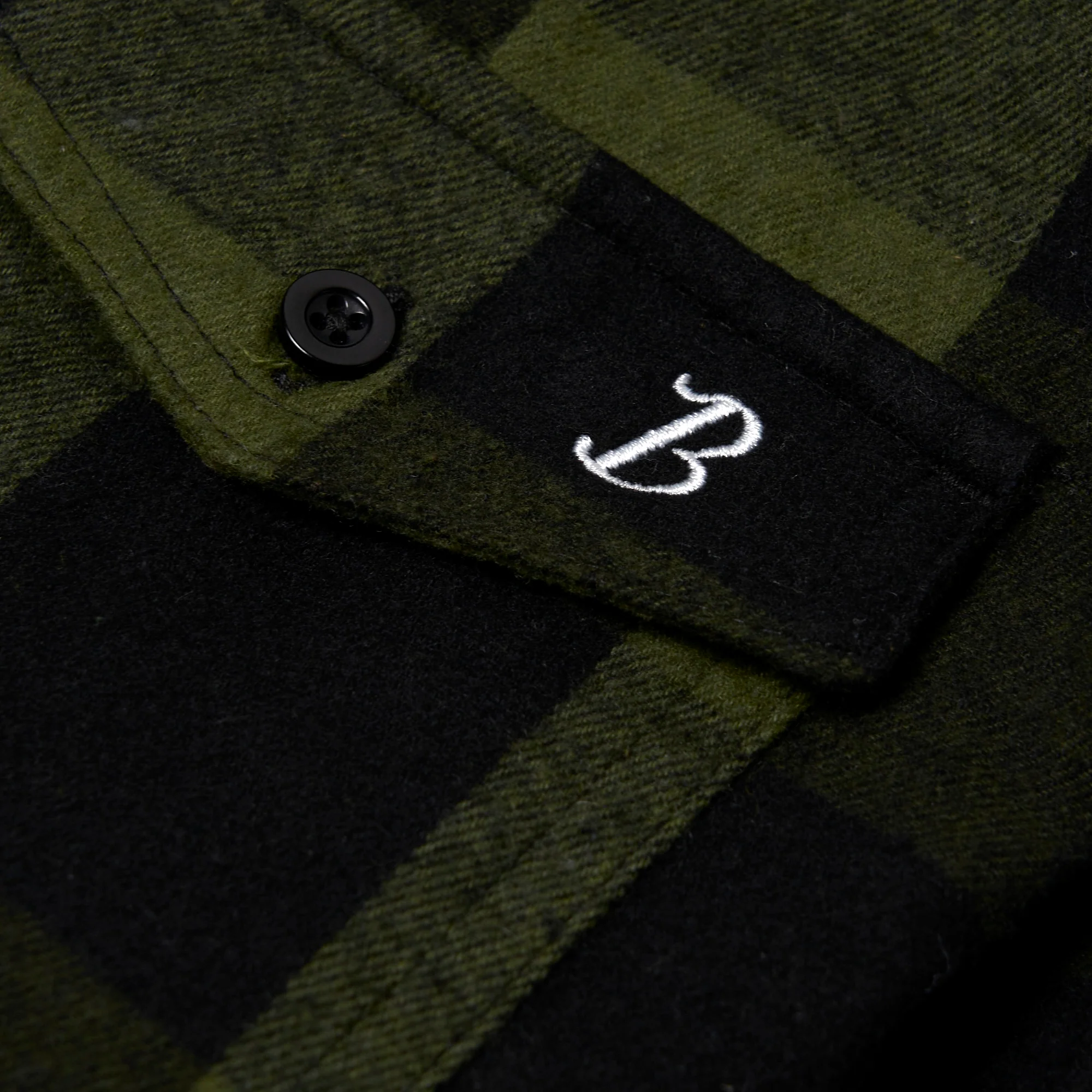 Boston Scally The St. Patrick Long Sleeve Flannel - Army & Black - Image 2