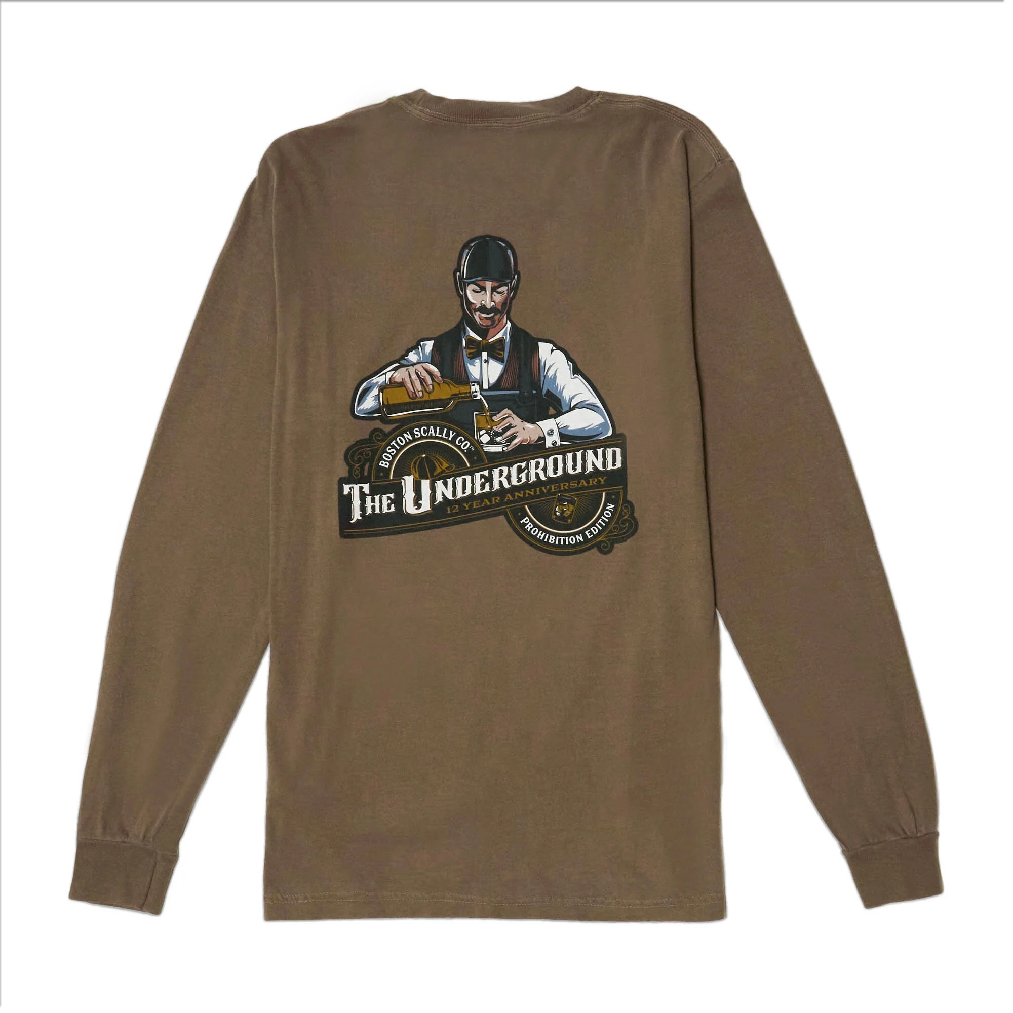 Boston Scally The Underground: Prohibition Edition Long Sleeve Tee T-Shirt - Cognac