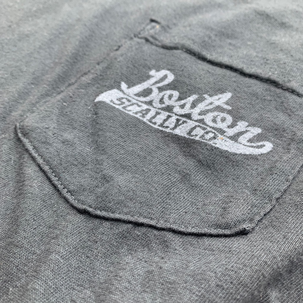 Boston Scally The Captain Long Sleeve Pocket Tee T-Shirt - Black Pearl - Image 3