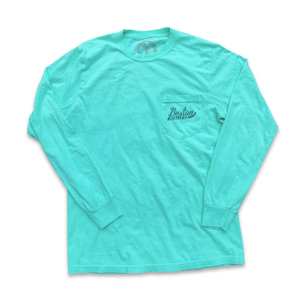 Boston Scally The Captain Long Sleeve Pocket Tee T-Shirt - Island Reef - Image 2
