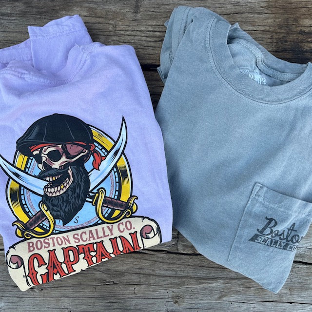 Boston Scally The Captain Long Sleeve Pocket Tee T-Shirt - Orchid - Image 3