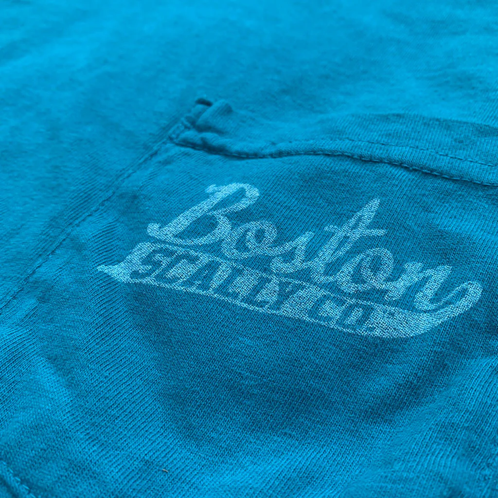 Boston Scally The Captain Long Sleeve Pocket Tee T-Shirt - Topaz Blue - Image 3