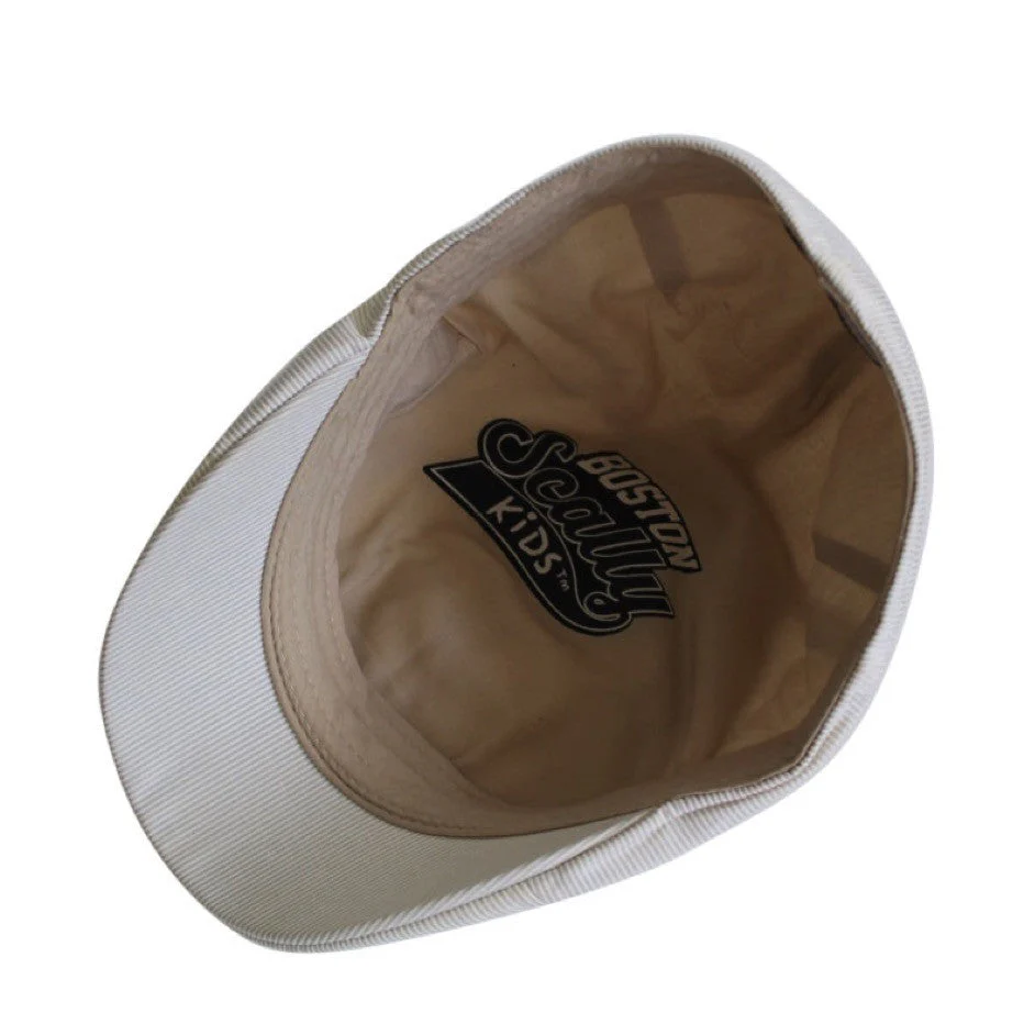 Kids The Seersucker Boston Scally Cap - Beige - Image 5