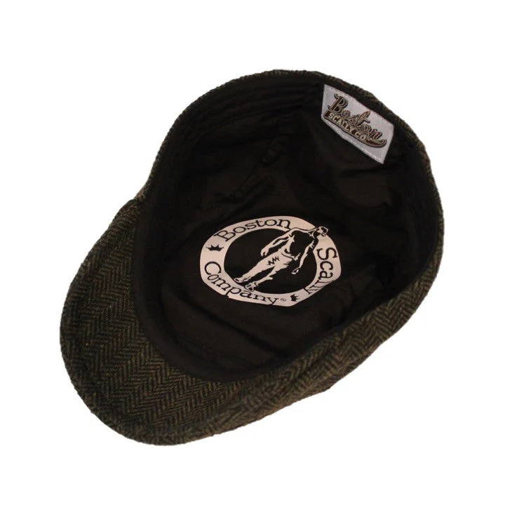 The Original Boston Scally Cap - Dark Olive Green Herringbone - Image 4
