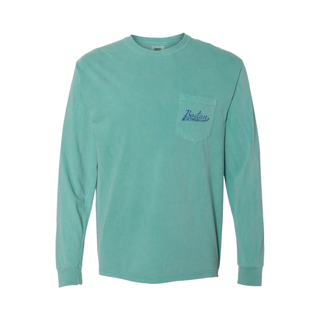 Boston Scally The Easter Rose Long Sleeve Pocket Tee T-Shirt - Seafoam Green