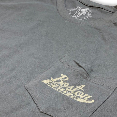 Boston Scally The Industrial Pocket Tee T-Shirt - Metal Grey - Image 4