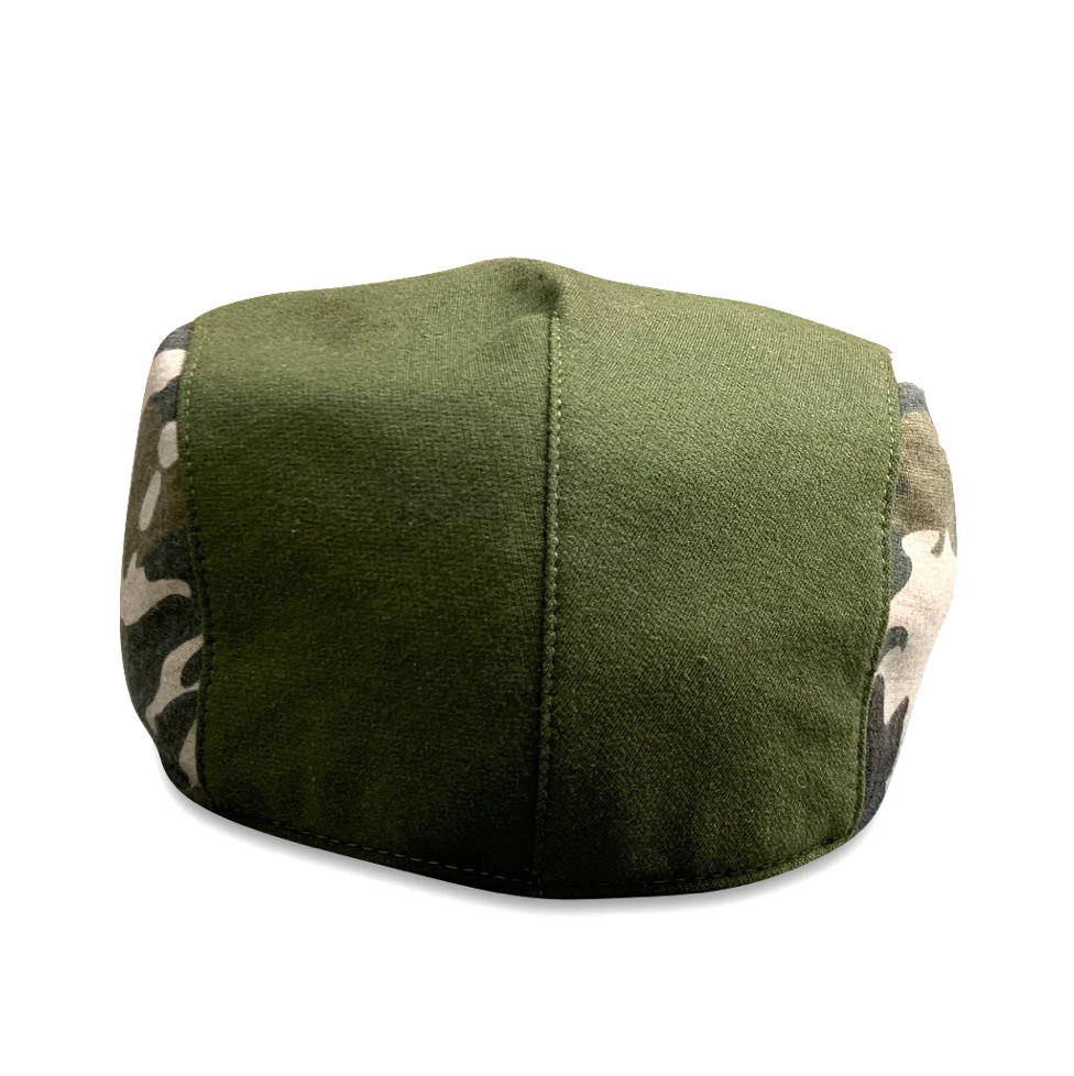 The Responder Single Panel Boston Scally Cap - Military Green & Camo - Image 3