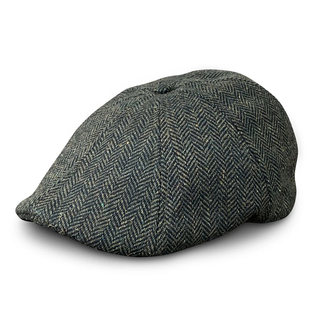 The Peaky Boston Scally Cap - Dark Olive Green Herringbone - Image 2
