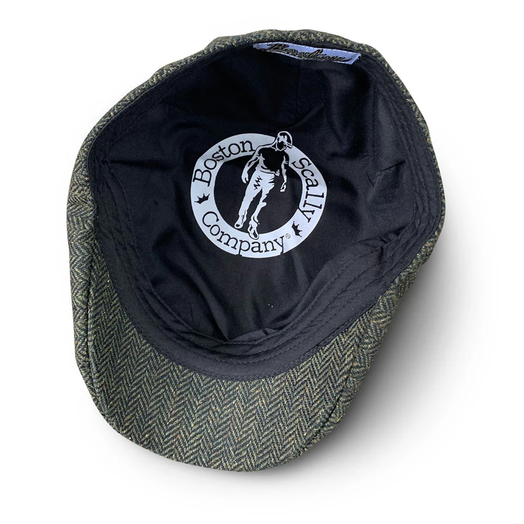 The Peaky Boston Scally Cap - Dark Olive Green Herringbone - Image 5