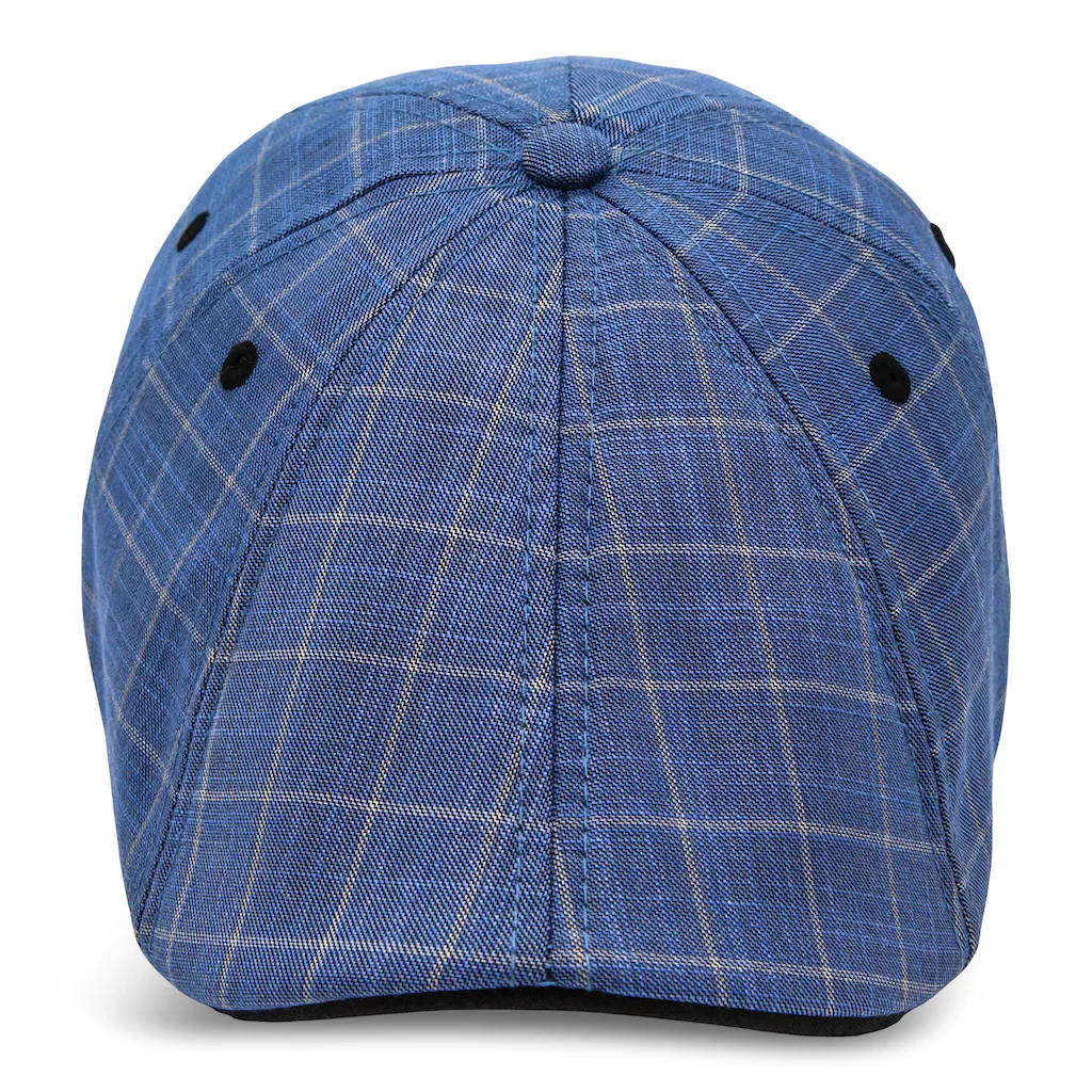 The 8-Panel Plaid Trainer Boston Scally Cap - Steel Blue Plaid - Image 4