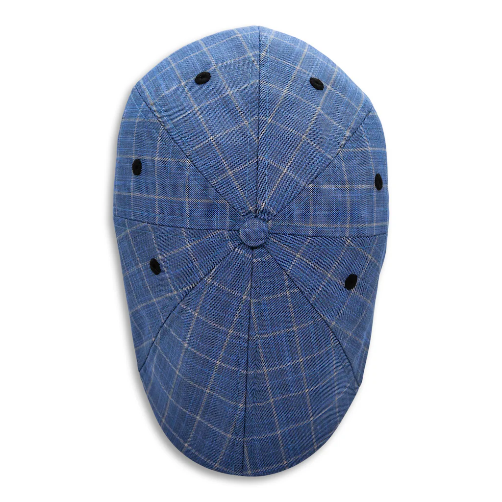 The 8-Panel Plaid Trainer Boston Scally Cap - Steel Blue Plaid - Image 5