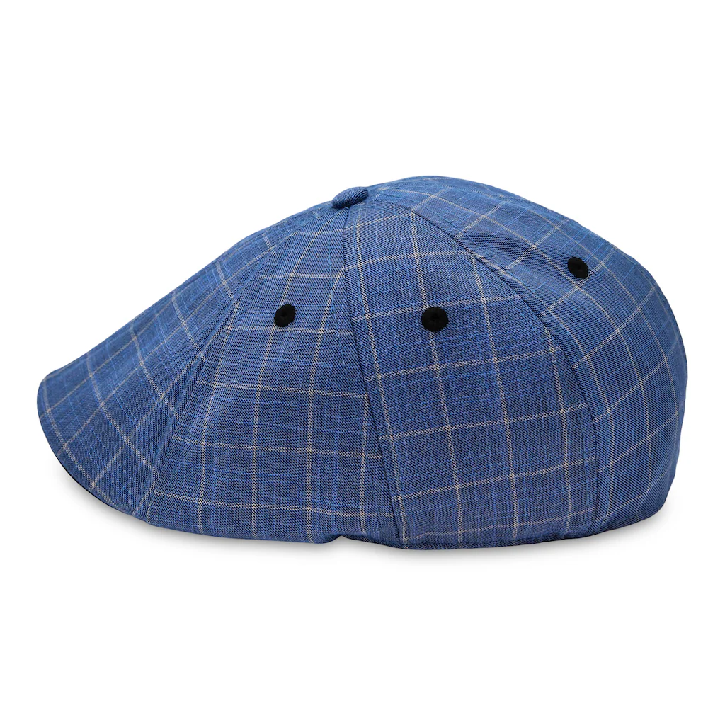 The 8-Panel Plaid Trainer Boston Scally Cap - Steel Blue Plaid - Image 6