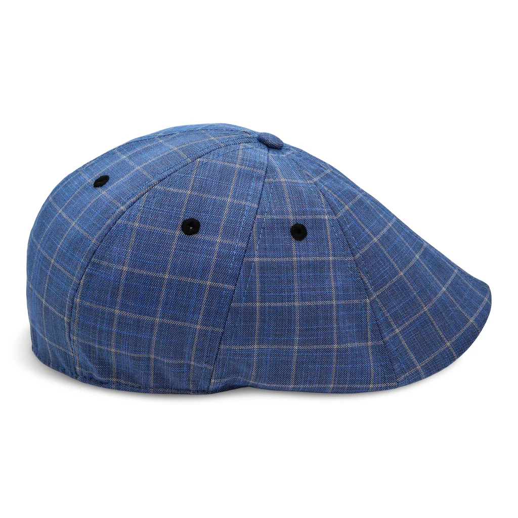The 8-Panel Plaid Trainer Boston Scally Cap - Steel Blue Plaid - Image 8