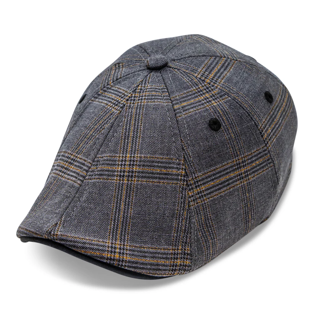 The 8-Panel Plaid Trainer Boston Scally Cap - Iron Grey Plaid - Image 3