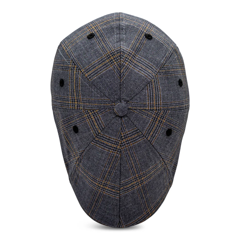The 8-Panel Plaid Trainer Boston Scally Cap - Iron Grey Plaid - Image 5