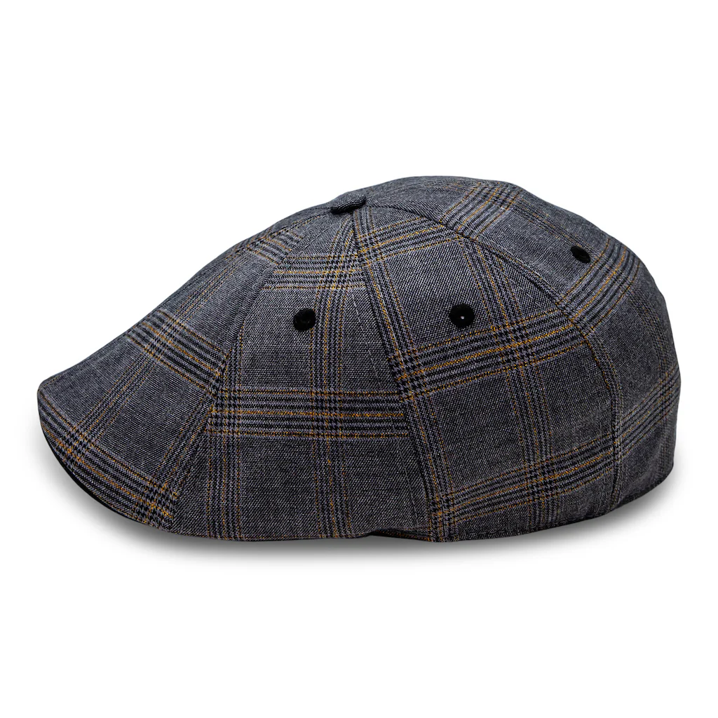 The 8-Panel Plaid Trainer Boston Scally Cap - Iron Grey Plaid - Image 6