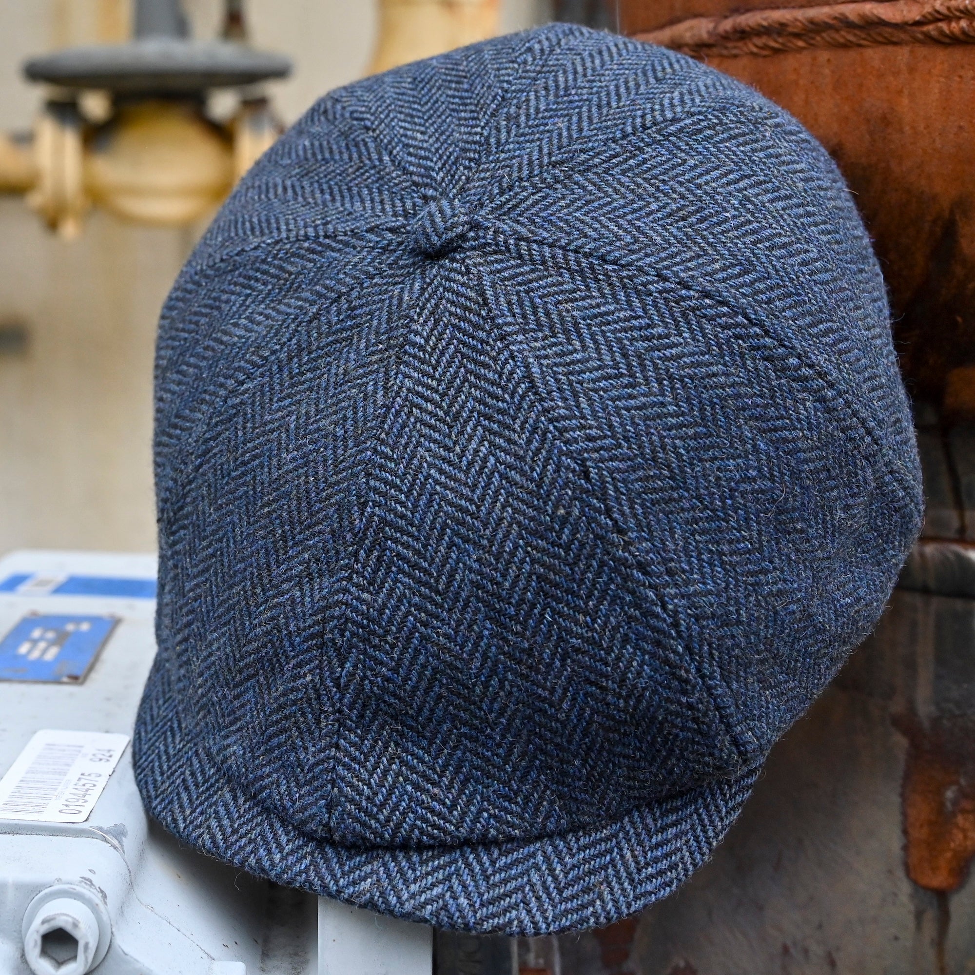 The Baker Boy Boston Scally Cap - Patriot Blue Herringbone - Image 10