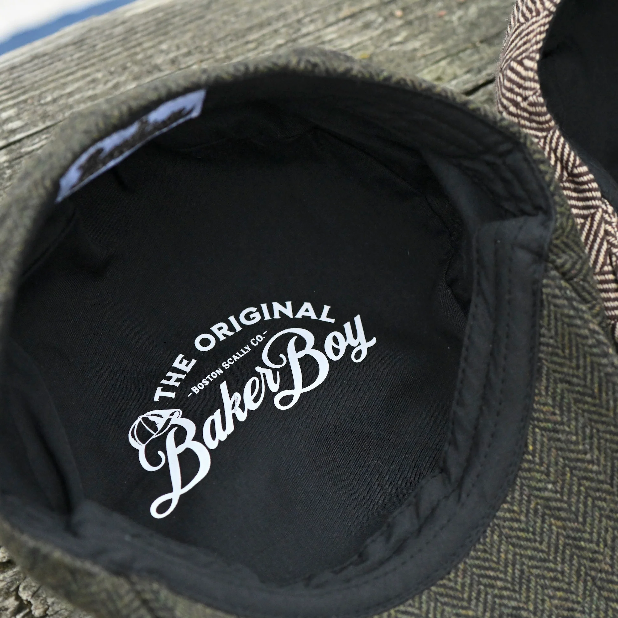 The Baker Boy Boston Scally Cap - Dark Olive Herringbone - Image 10