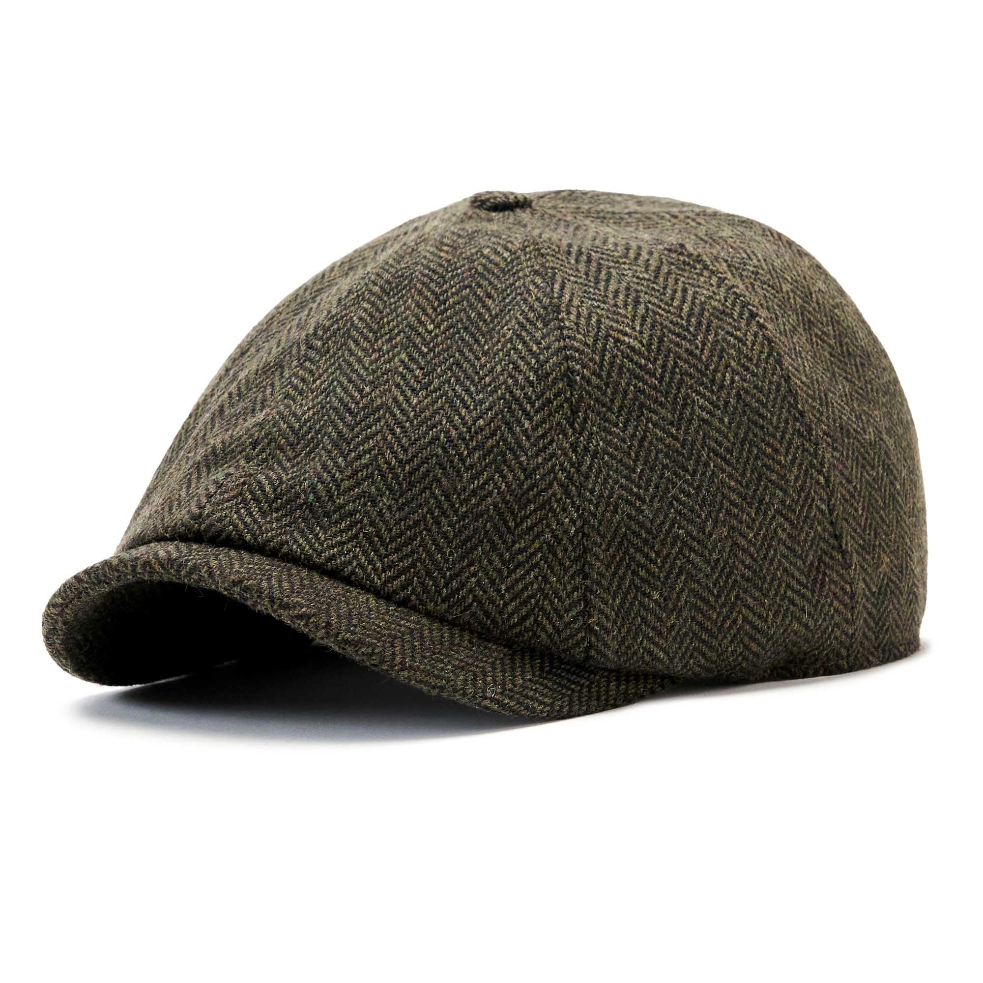 The Baker Boy Boston Scally Cap - Dark Olive Herringbone - Image 4