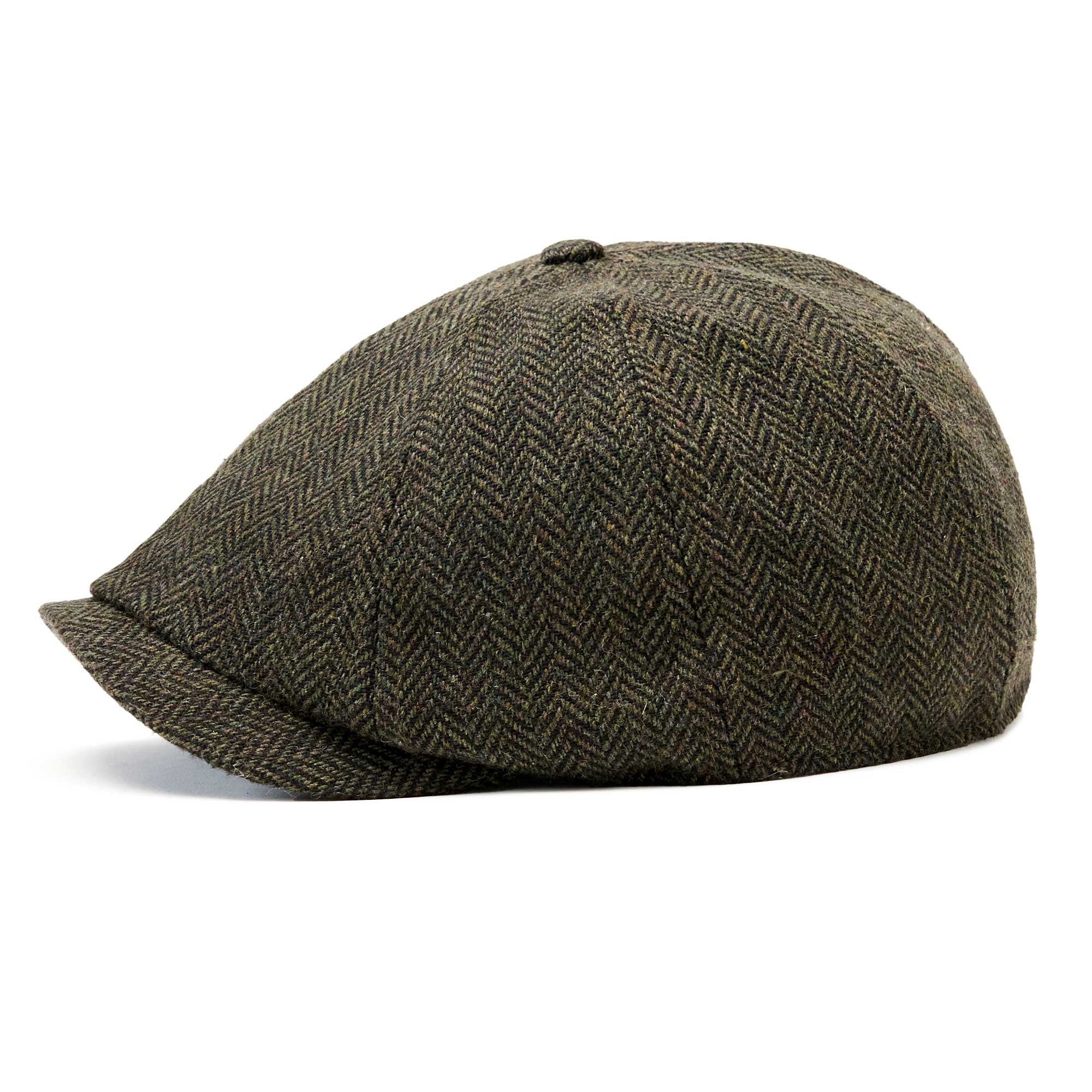 The Baker Boy Boston Scally Cap - Dark Olive Herringbone - Image 8