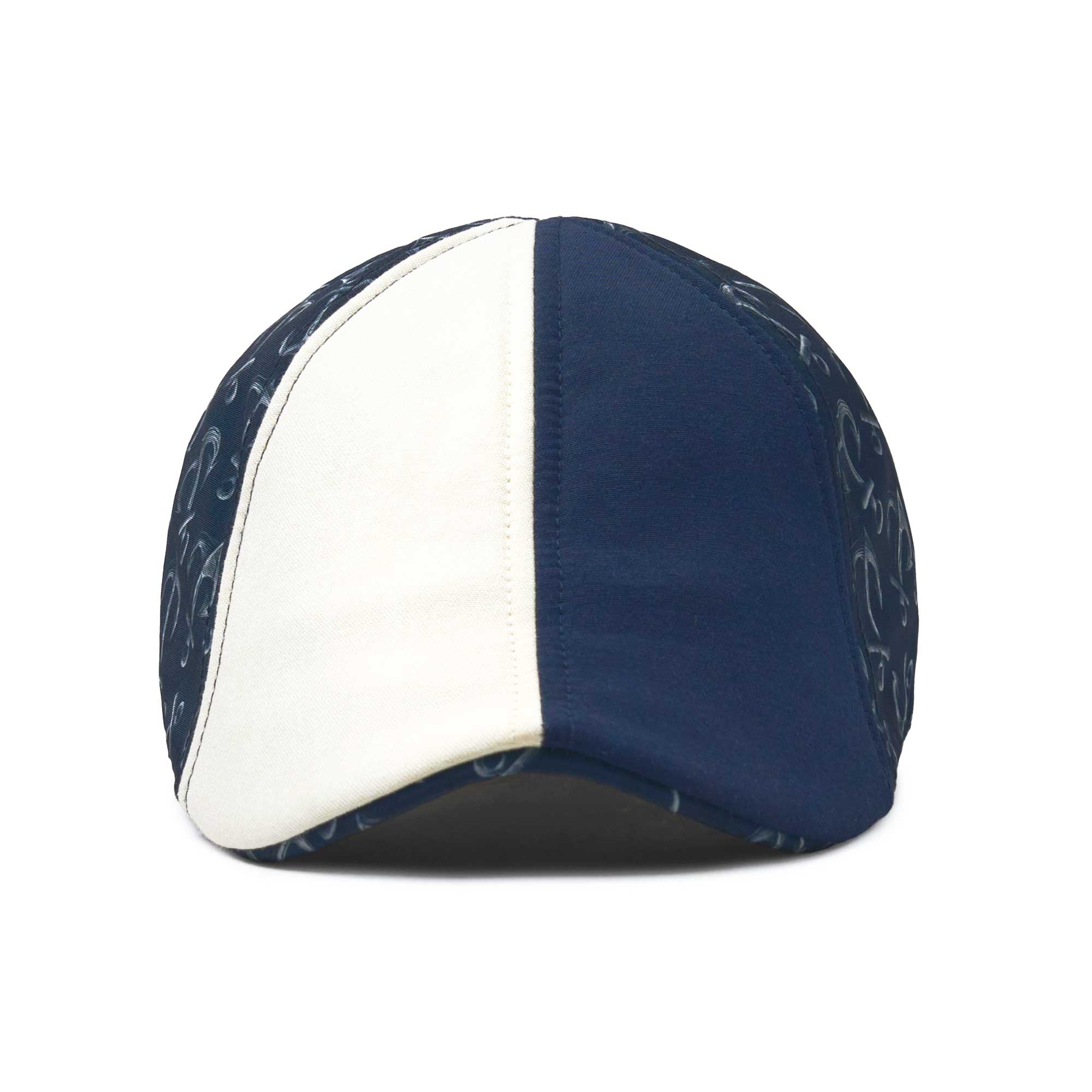 The Cape Codder Patchwork Boston Scally Cap - Marine Blue and White Sand - Image 4