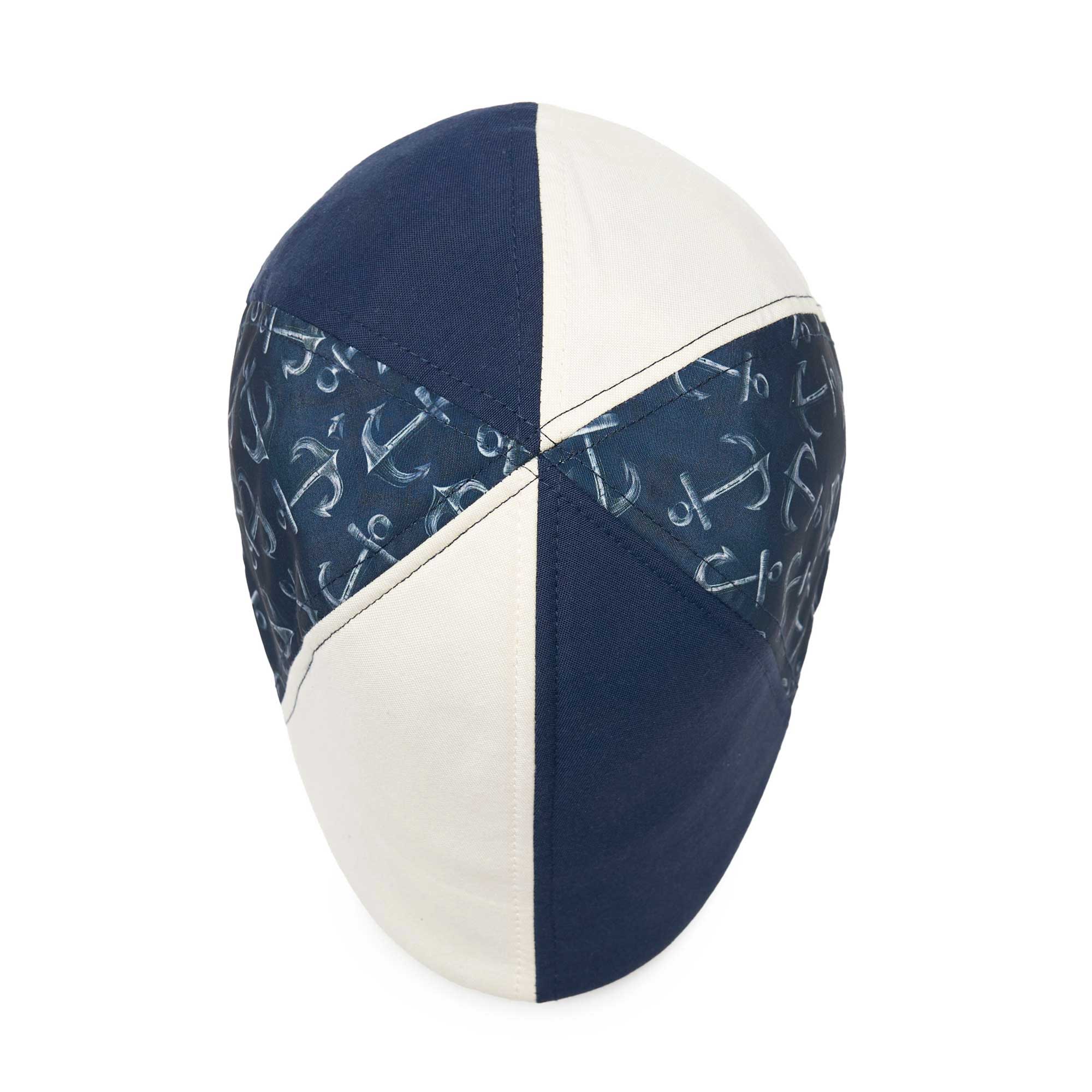 The Cape Codder Patchwork Boston Scally Cap - Marine Blue and White Sand - Image 6