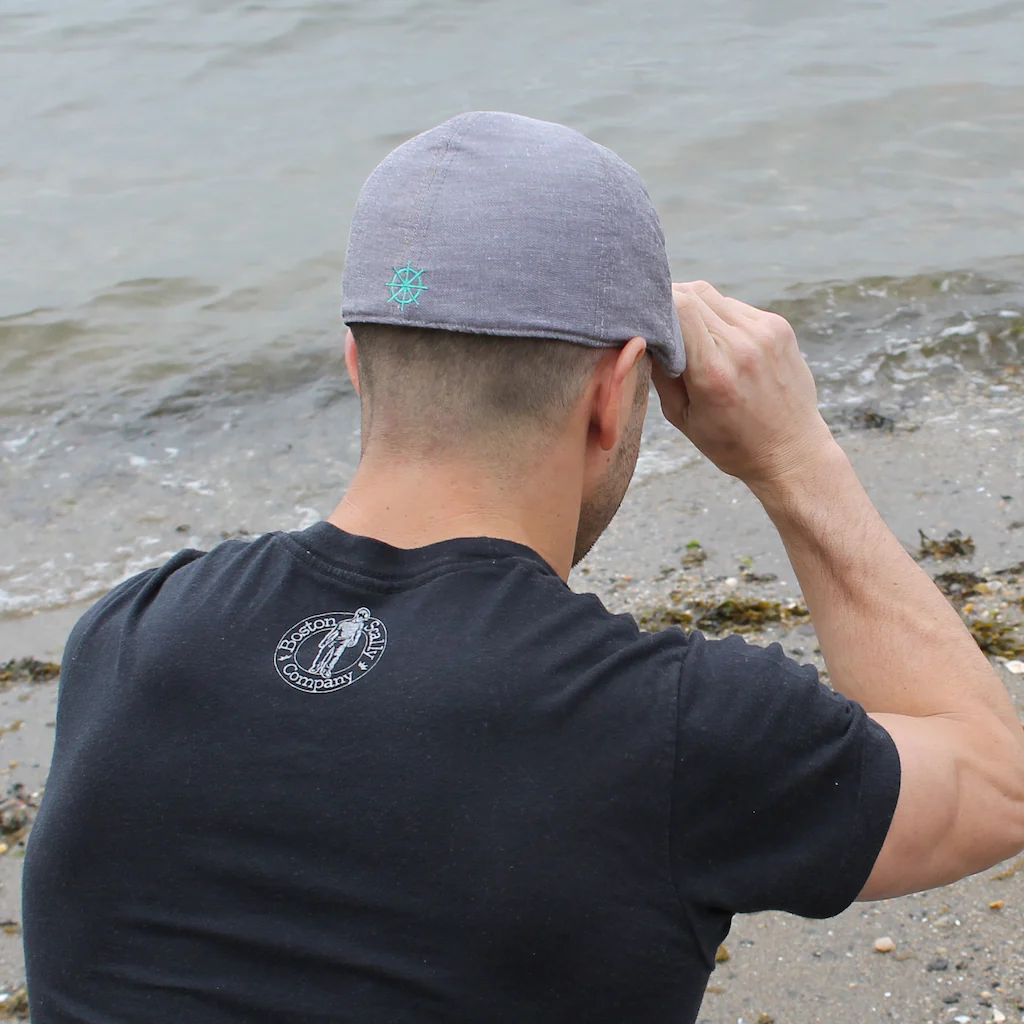 The Cape Codder Boston Scally Cap - Ship Wheel & Driftwood Grey - Image 4