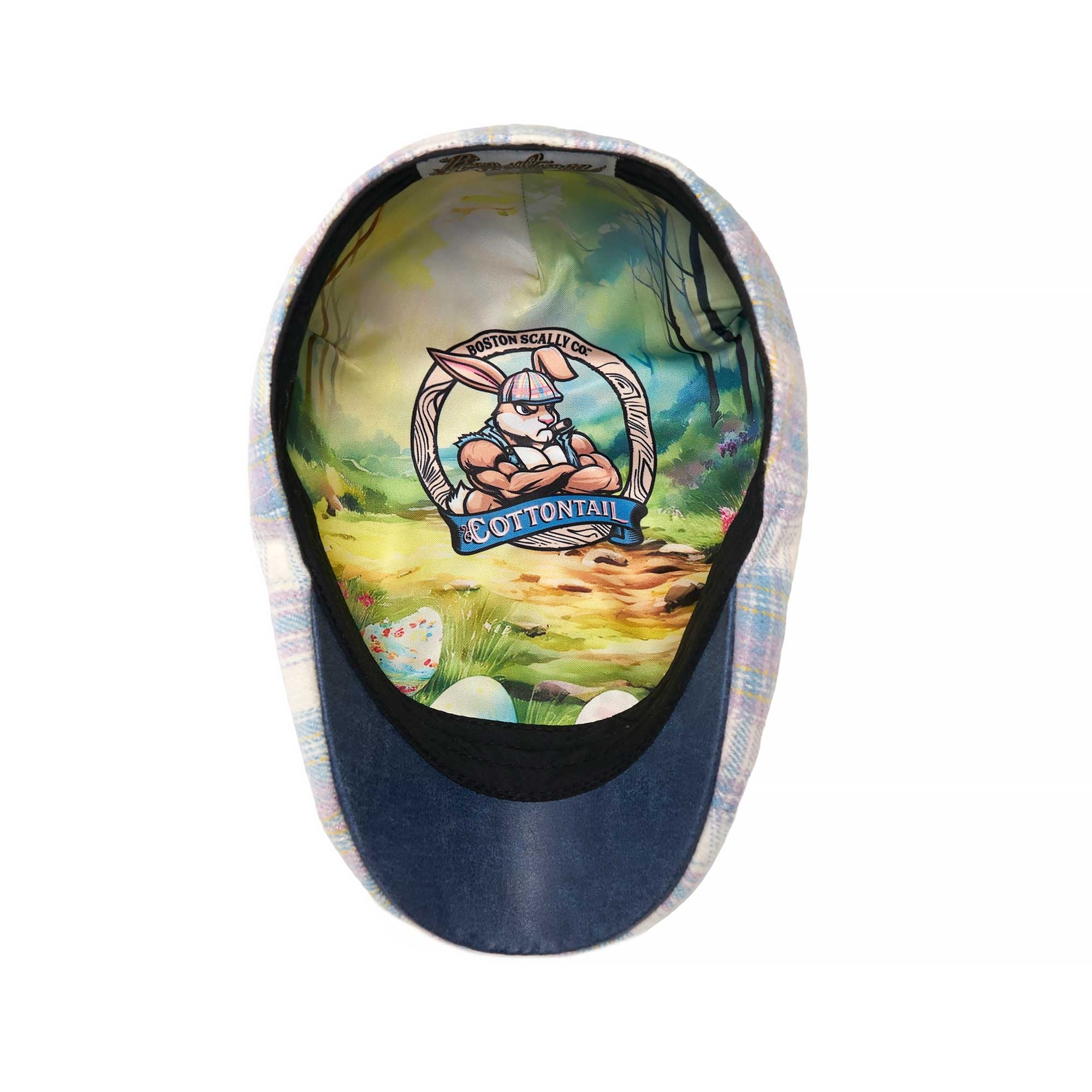 The Cottontail Boston Scally Cap - Light Blue & Lilac Plaid - Image 3