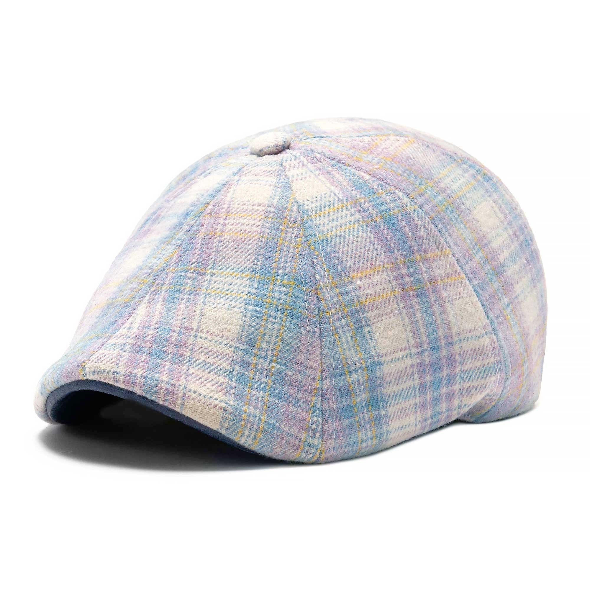 The Cottontail Boston Scally Cap - Light Blue & Lilac Plaid - Image 4