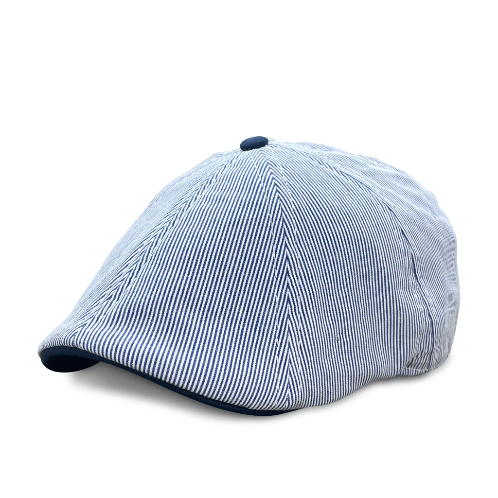 The Derby Boston Scally Cap - Blue Seersucker - Image 4