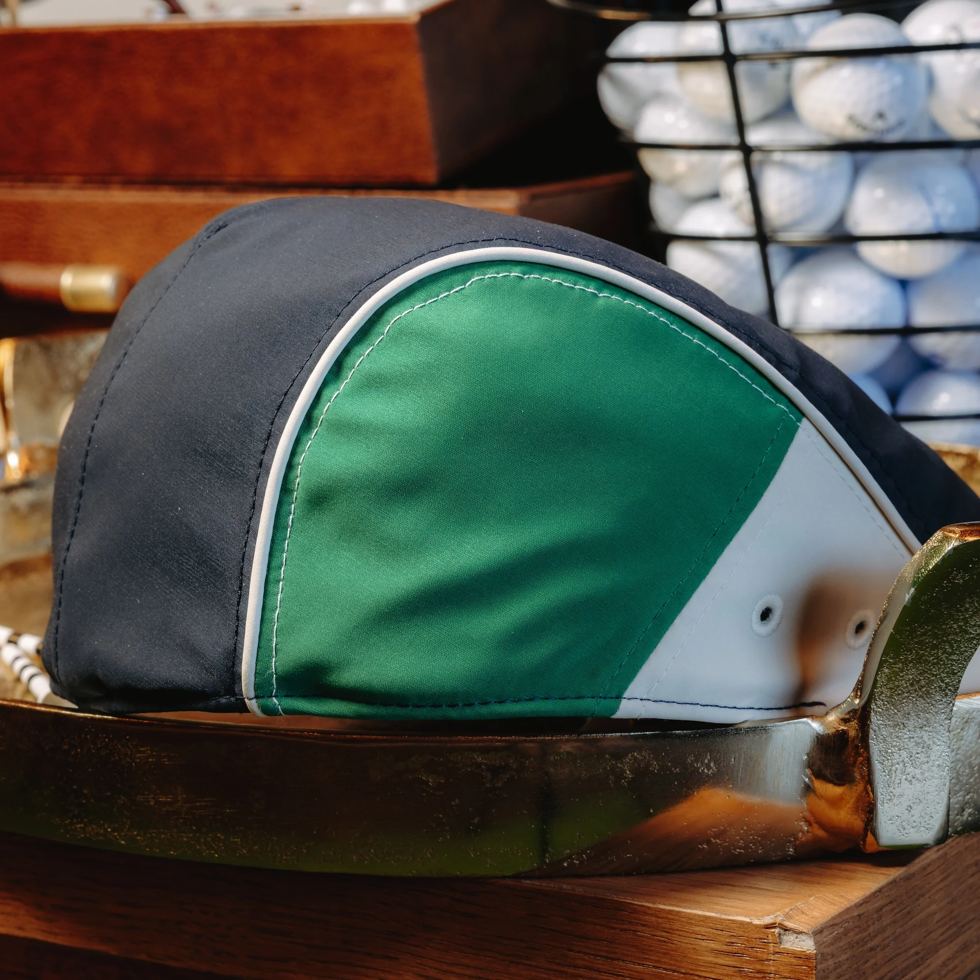 The Fairway Boston Scally Cap - Navy with Green - Image 11