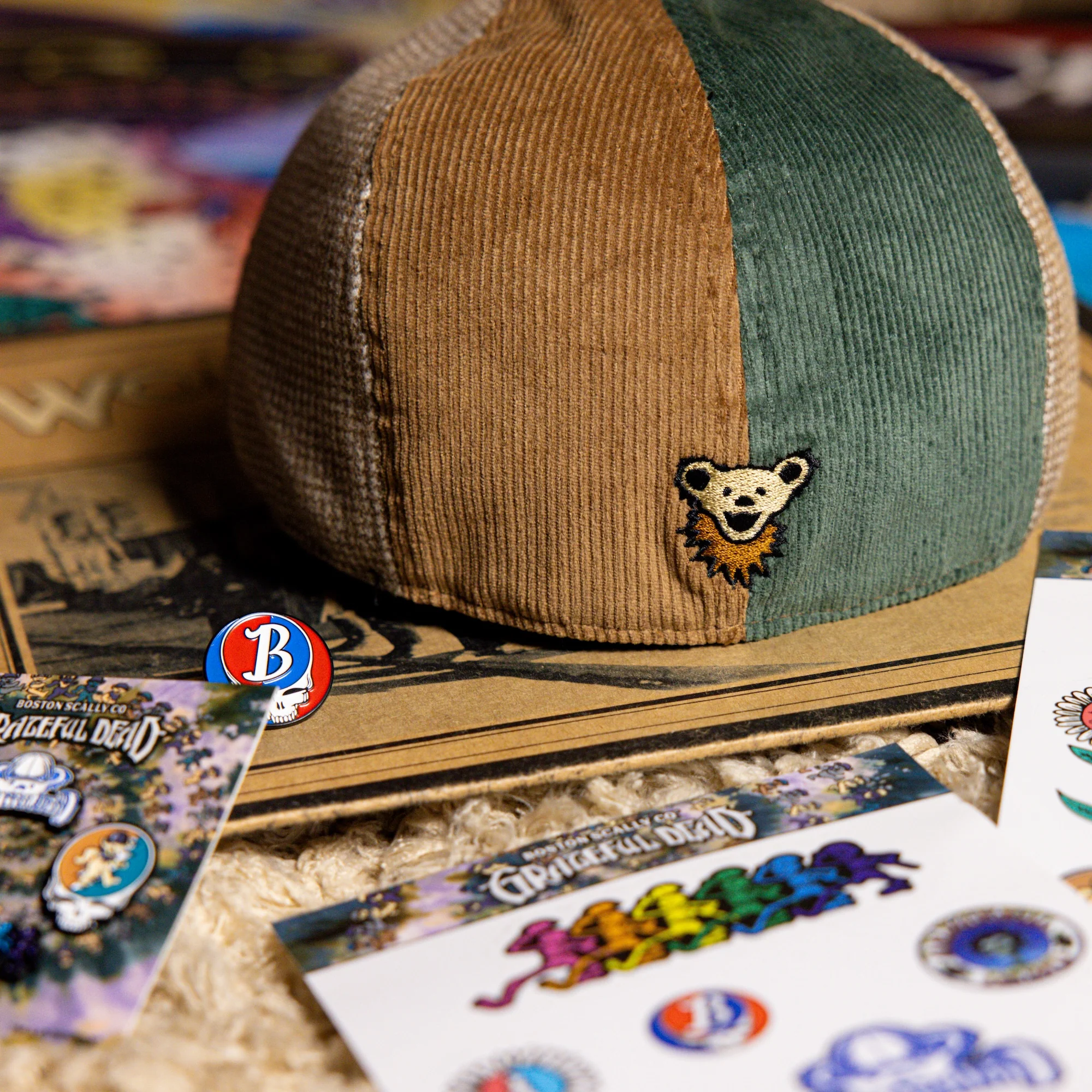 The Grateful Dead Dancing Bears Boston Scally Cap - Truckin' Patchwork - Image 12