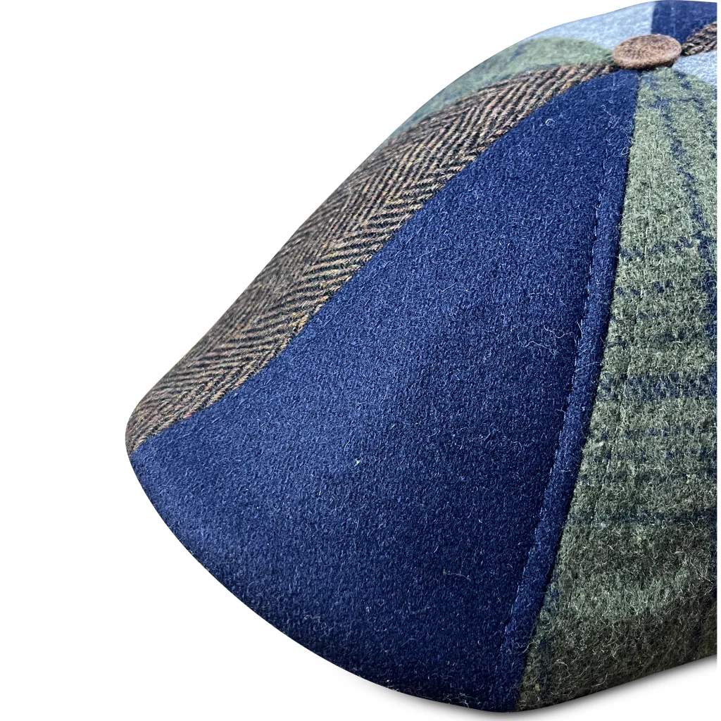The Gridiron Boston Scally Cap - Blue Patchwork - Image 5